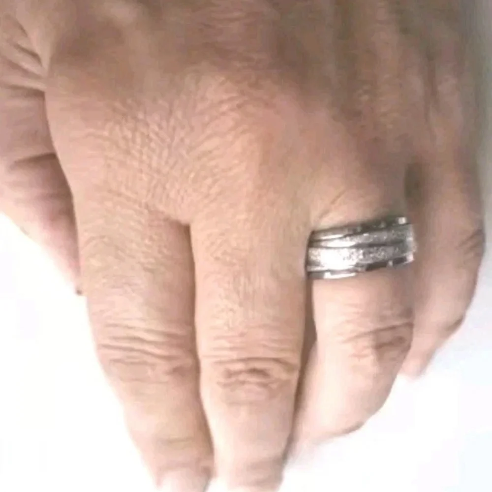 Retro High Quality Luxury 925 Sterling Silver Frosted Men’s Fidget Spinner Ring9